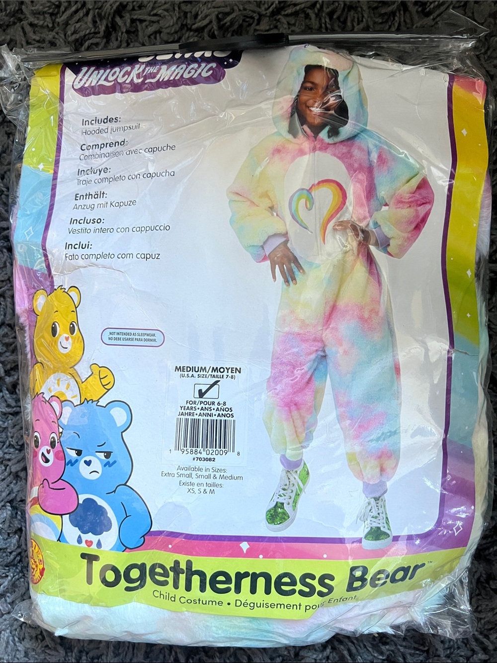Care Bears Pastel Tie-Dye Hooded Footie Costume - Rainbow Pastels
